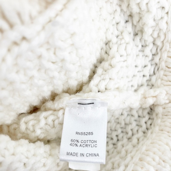 Express Cream Cowl Neck Cable Knit Short Sleeves Snap Button Sweater XS - Picture 16 of 16